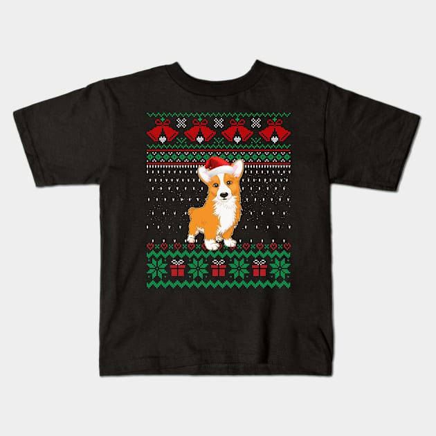 Corgi Dog Lover Ugly Christmas Sweater Xmas Gift For Family Kids T-Shirt by Maccita